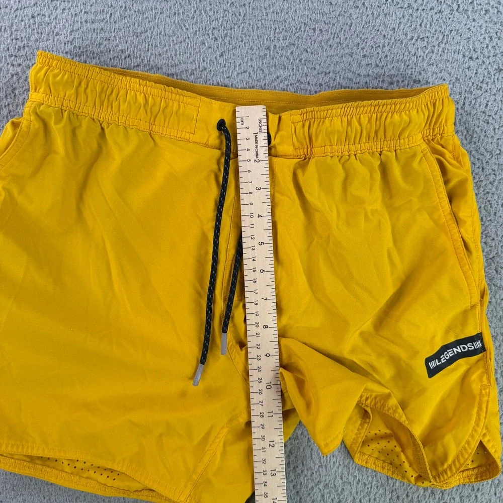 Legends Luka Shorts Mens Large Yellow Perforated Vents Athletic Running 5 Inseam